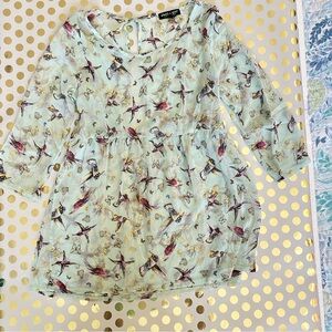 About A Girl Green 3/4 Sleeve Blouse with Peter Pan Collar